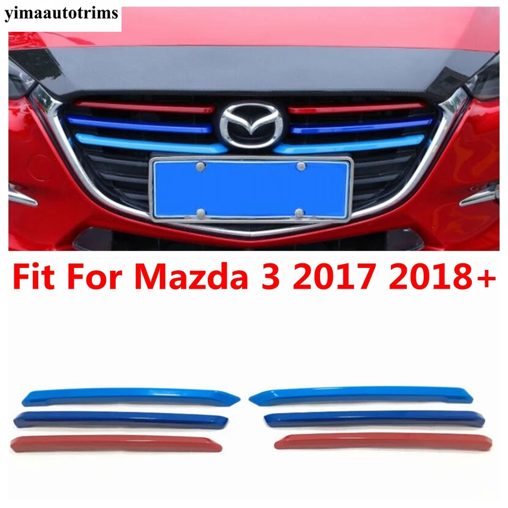 

Подходит для Mazda 3 2017 2018 Автомобильная Трехцветная передняя решетка радиатора решетка декоративная крышка отделка Аксессуары внешний компл...