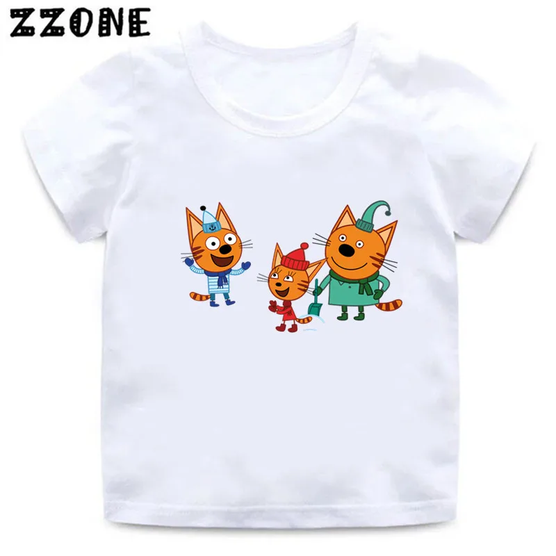 Kid-e-cats Print Cartoon Kids T-Shirts Three Kitten Russian Funny Baby Girls T shirt Summer Children Tops Boys Clothes,HKP5411