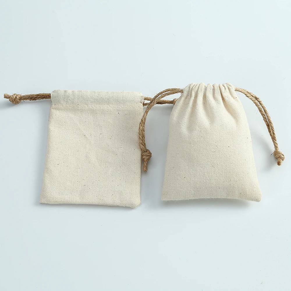 10 Stück Baumwoll-Musselin-Schmuck-Geschenkbeutel, Sackleinen-Verpackungsbeutel, Organizer, Hochzeit, Weihnachten, Party, Süßigkeiten, Geschenk, Mariage, Jutesack – Detail 12