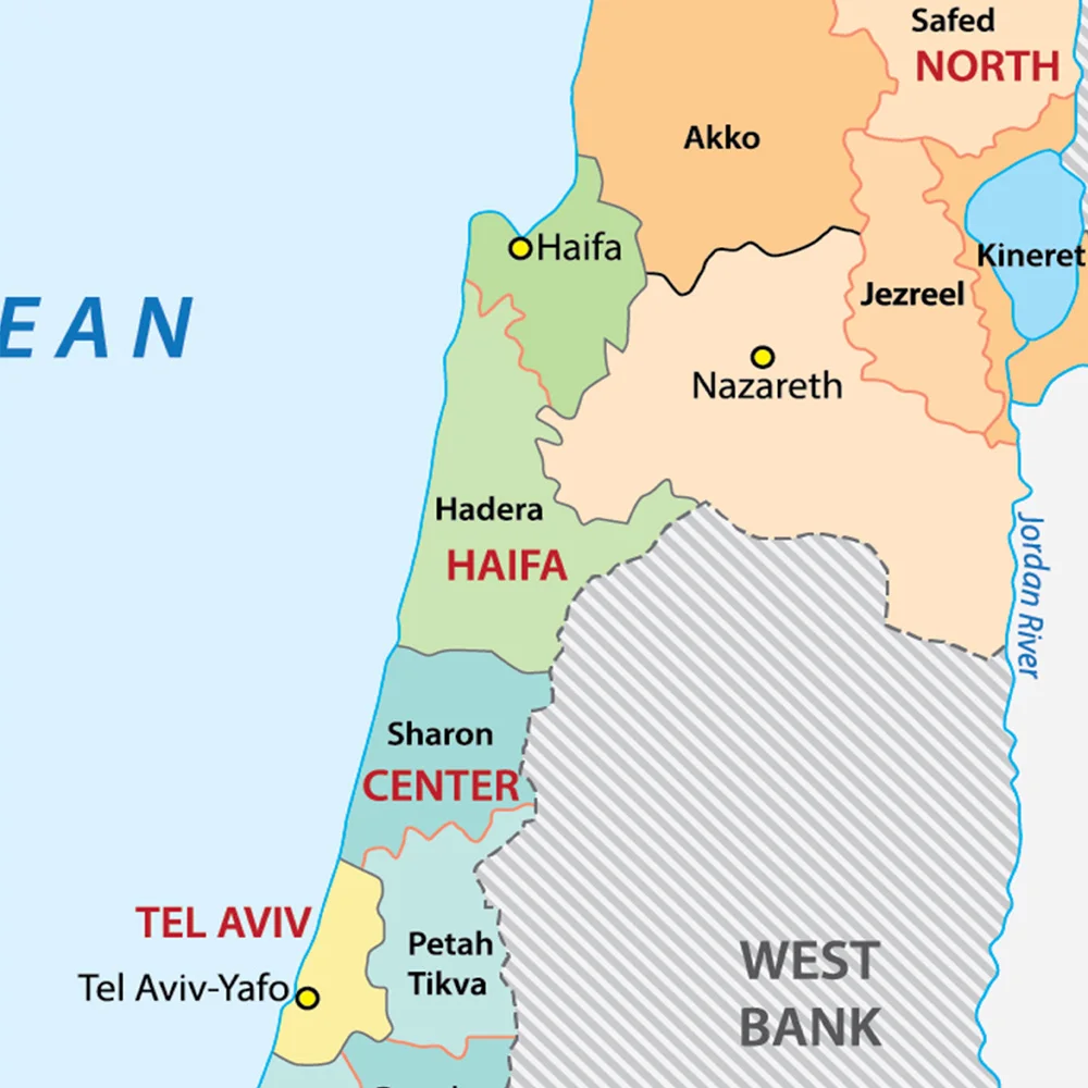 100*150 cm o mapa político de israel grande cartaz da parede não-tecido lona pintura sala de aula casa decoração material escolar