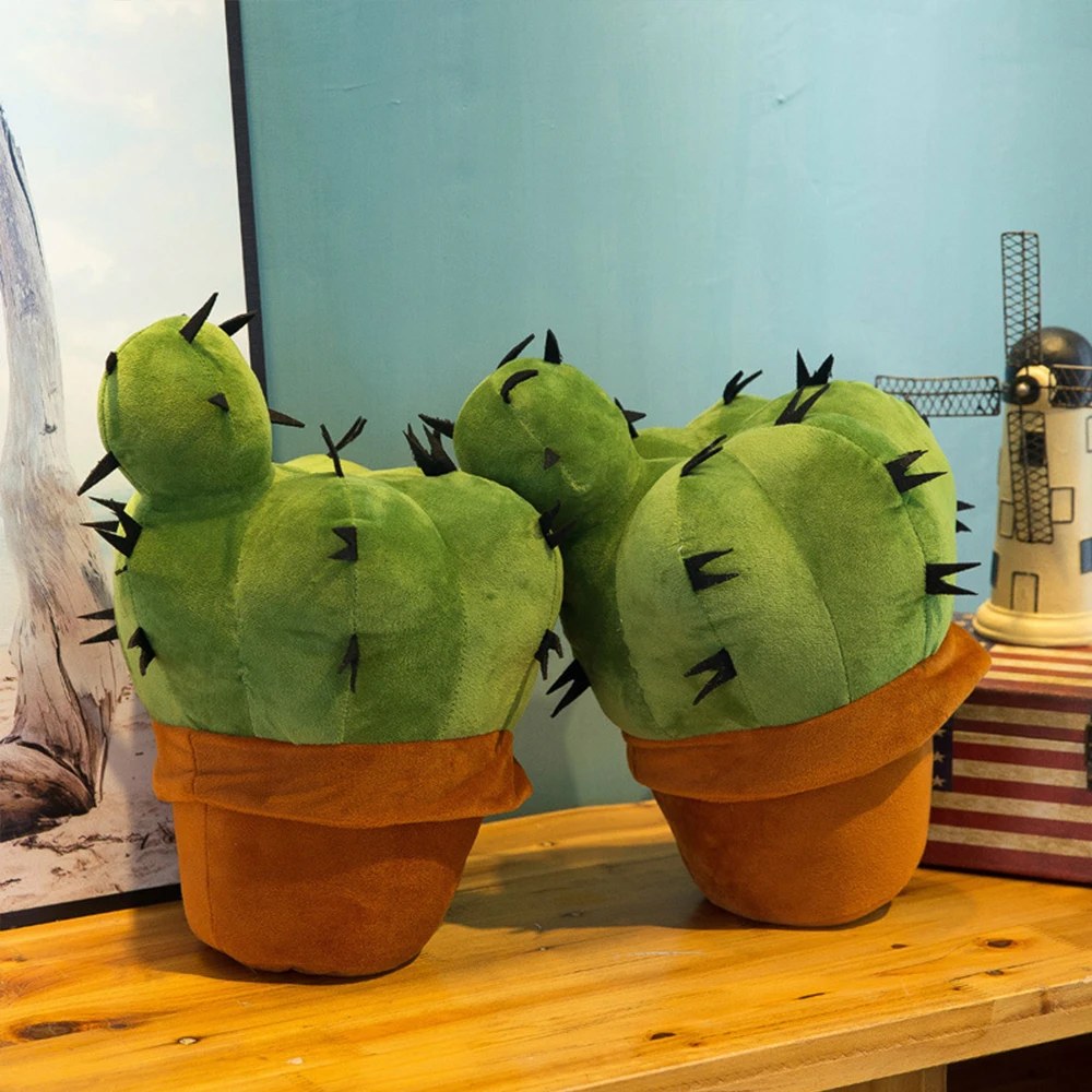 37cm Cute simulation cactus ornaments soft stuffed plush toy potted plant cacti prickly pear doll home decoration kids baby gift