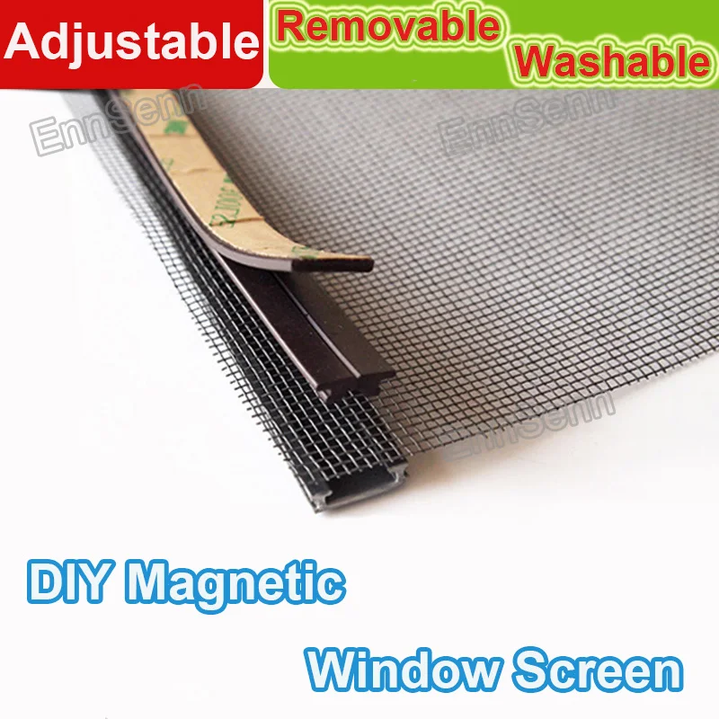 160 cm Width, Adjustable Magnetic Window Screen for Window, Anti Mosquito Net Mesh with Full Frame, Easy DIY Installation