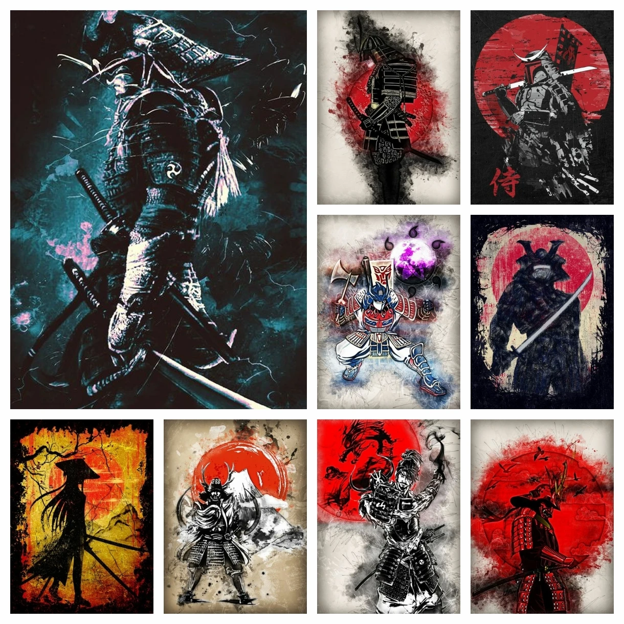 

5D DIY Diamond Painting Japanese Anime Samurai Mosaic Embroidery Full Drill Cross Stitch Art Handicraft Rhinestone Home Decor