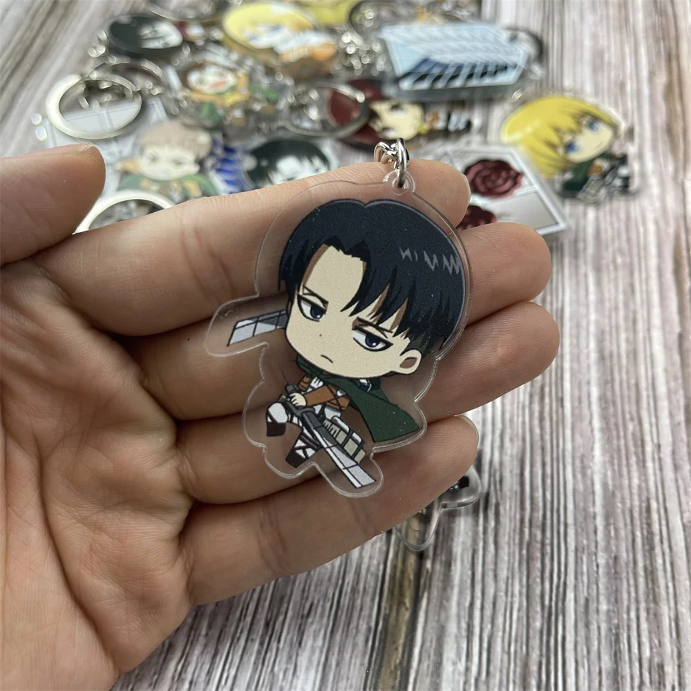 Anime Attack on Titan Levi Ackerman Eren Jaeger Key Chain Pendant Cosplay Two-sided Acrylic Keychain Keyring Prop