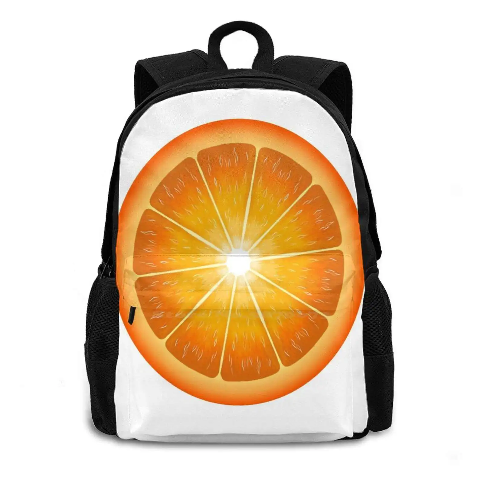 Empowering Orange Pattern Design Bag Student'S Backpack Orange Fruit Vegan Plantbased Raw Food Natural High Vibrational Cruelty