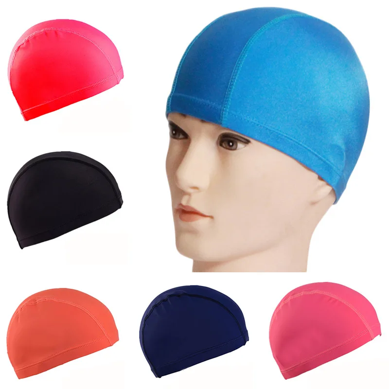 Swimming Caps For Male Female Elastic Nylon Soild Ear Protection Long Hair Swimming Pool Hat Free Size Ultrathin Bathing Caps