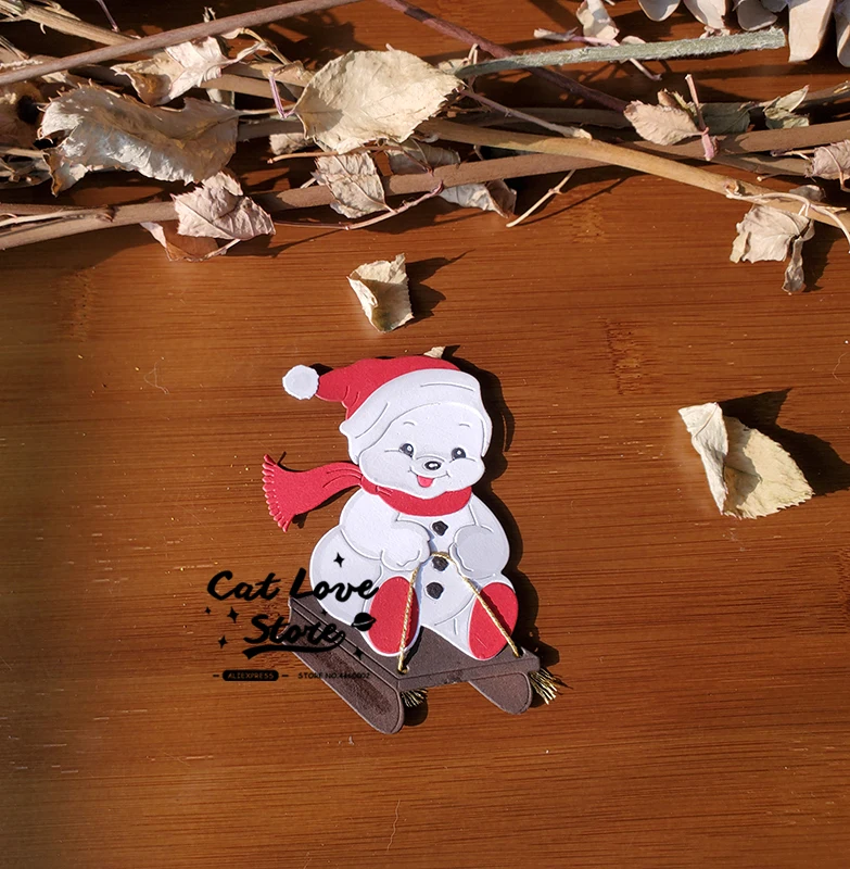 Tobogganing Snowman Metal Cutting Dies Scrapbooking Stencil Die Cuts Card Making Decorative Craft Embossing New Dies For 2019