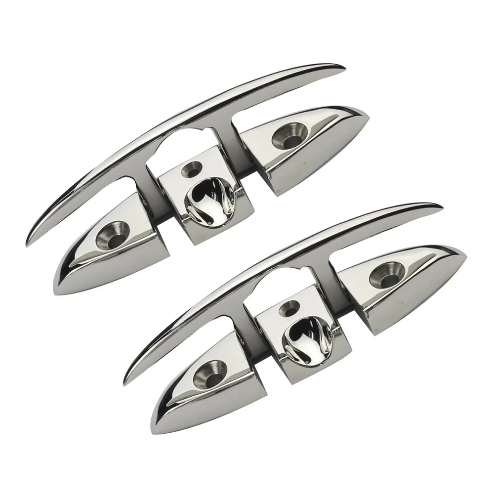 2PCS Stainless Steel 316 Flush Boat Cleats 5 inch 6 inch Marine Yacht Sailboat Ships Floating Dock Cleat For Boat Accessories