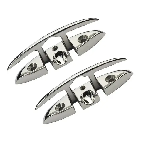 2PCS 스테인레스 스틸 316 플러시 보트 클리트 5 인치 6 인치 해양 요트 요트 선박 보트 액세서리에 대한 부동 도크 클리트