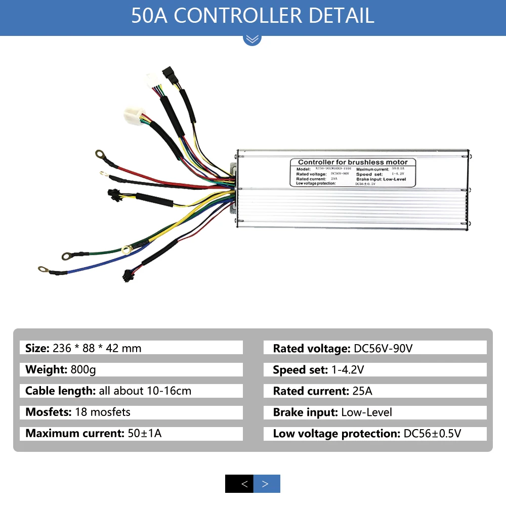 KUNTENG 50A Controller 3000W Ebike Squarewave/Sinewave KT Controller For Electric Bicycle Scooter E-bike Controller Accessies