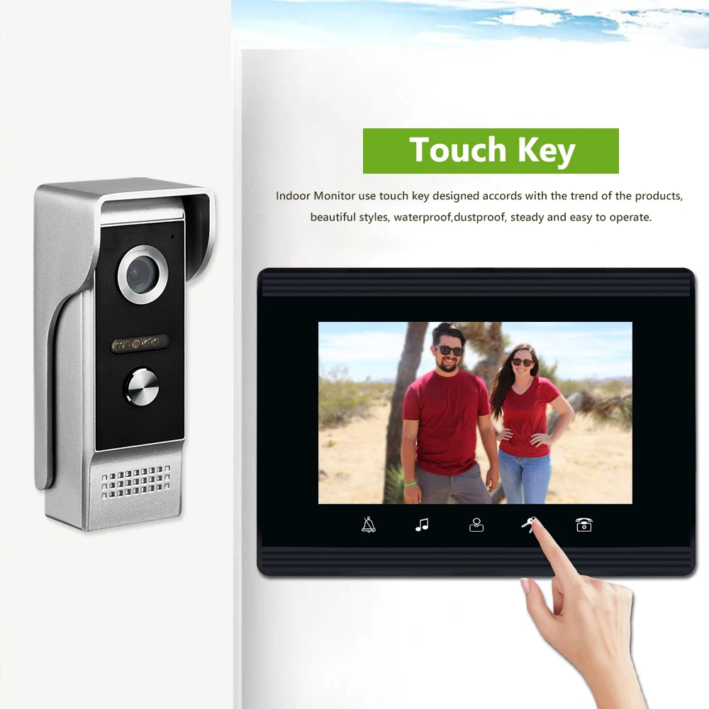 7 Inch Video Deurbel System Wired Video Deurtelefoon Intercom Kit Met Elektrische Lock + Voeding, tow Manier Intercom, Unlock