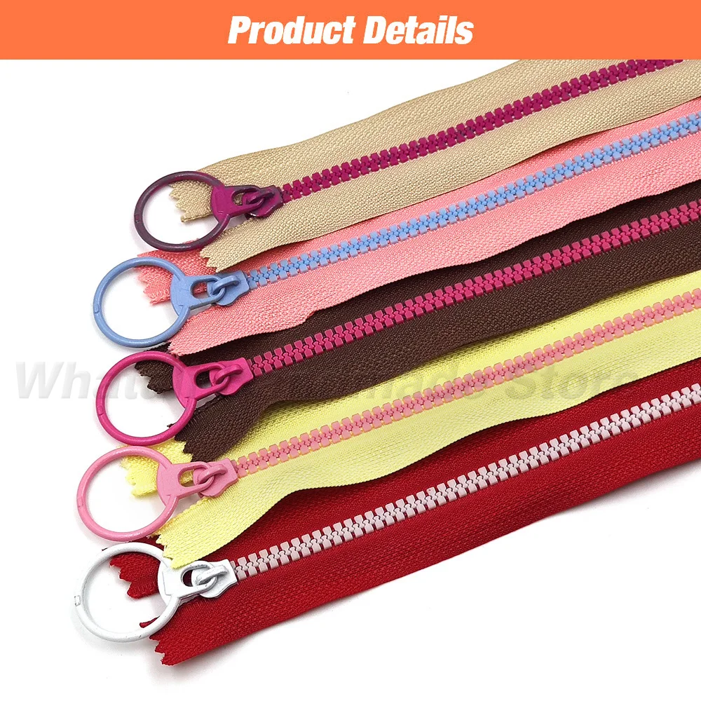 5-50Pcs #3 Resin Zippers Ring Slider Zipper Closed-End For Handcraft Wallet Purse Pocket Sewing Bags Shoes Clothes Accessories