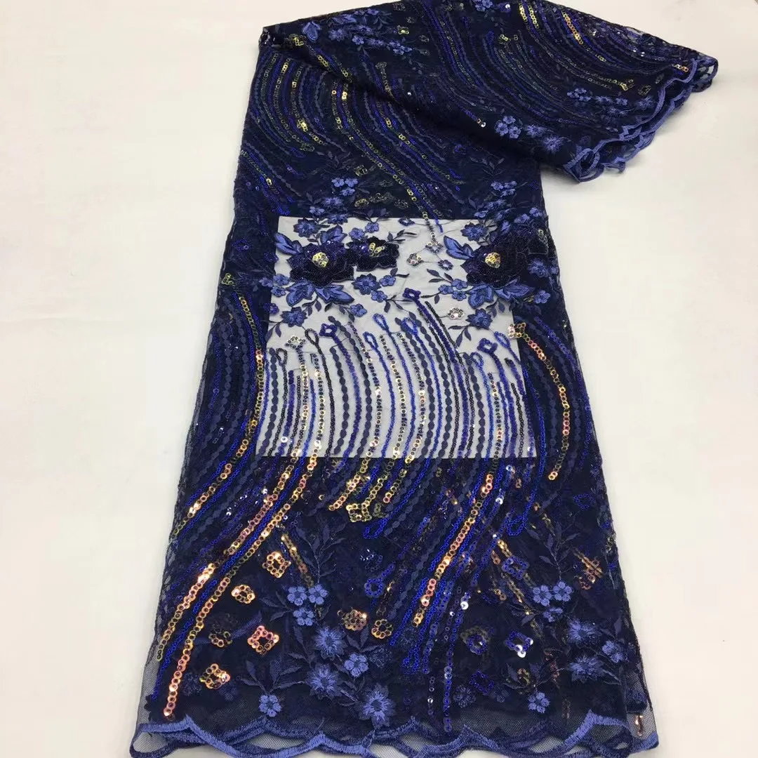 

hot sale Embroidery African Tulle Lace Fabric with sequins High Quality Nigerian French Fabric TS9852