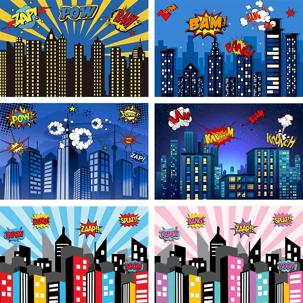 Avezano Backdrop For Photography Birthday Party City Building Superhero Baby Shower Decor Backgrounds Photo Studio Photophone