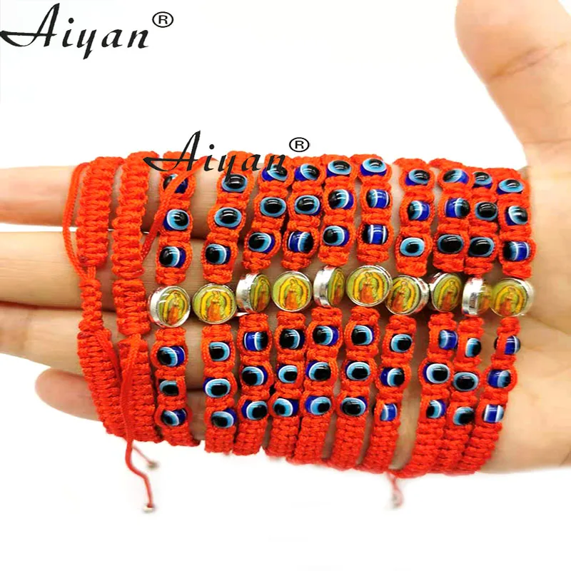 

12 Pieces Virgin Mary And Eye Bead Braided Bracelet Has Exorcism Protection And Can Also Be Used For Prayer Or As A Gift