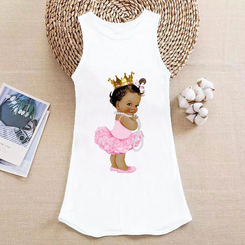 Dress 2021 4-9 Years Girls Dresses Kids Summer Sleeveless  DressBlack Girl Print Children Clothes Girl Casual Sundress Dresses