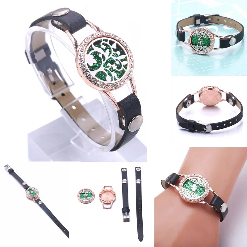 New Tree of Life Aromatherapy Bracelet Essential Oil Diffuser Bracelet Perfume Locket Leather Bracelets for Women Wristbands