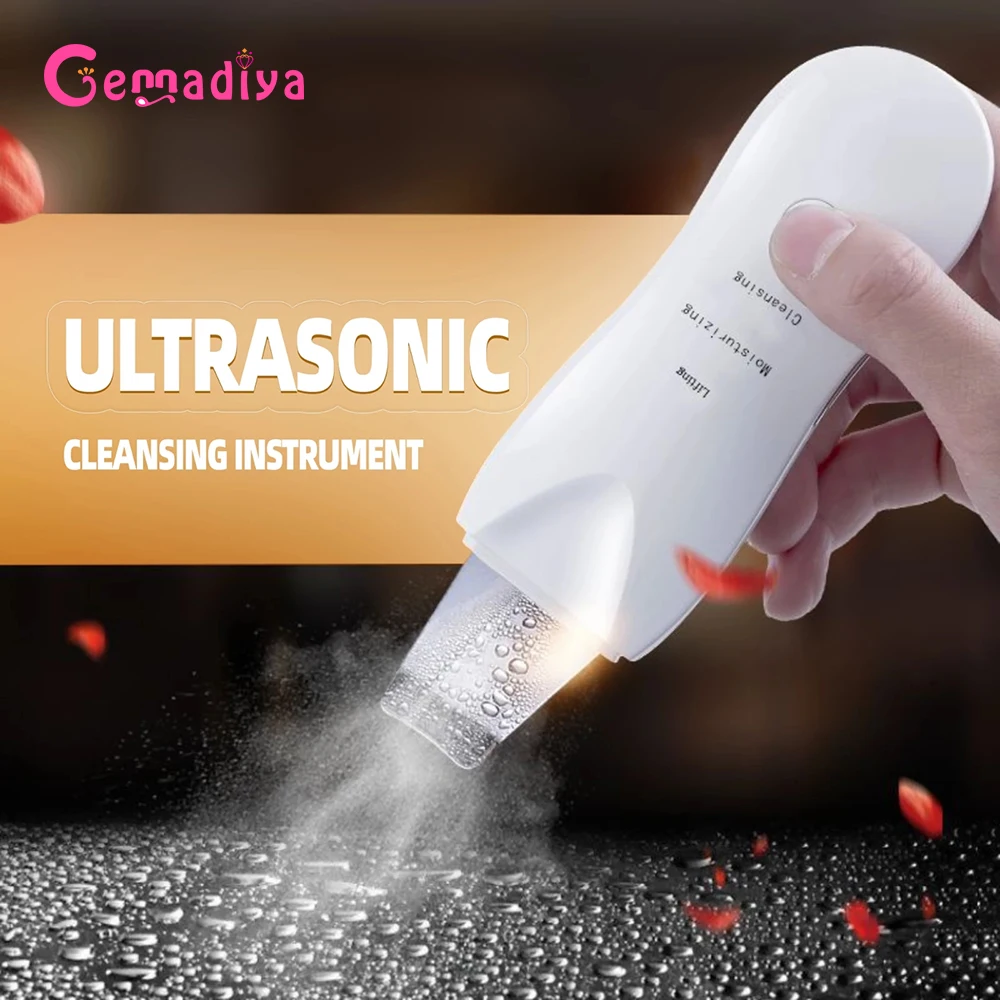 Ultrasonic Skin Scrubber Rechargeable Ion Deep Face Cleaning Vibration Massager Acne Blackhead Removal Cleanser Exfoliating Pore