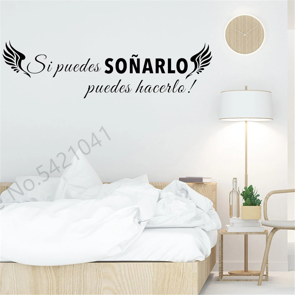 

Classics Spanish Quotes Wall Decal If You Can Dream with Wing Vinyl Wall Stickers Mural Home Decor Living Room Decoration