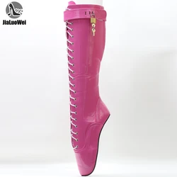 JIALUOWEI Fetish Extreme High Heels BALLET Knee Boots Sexy Cosplay Boots With Locks