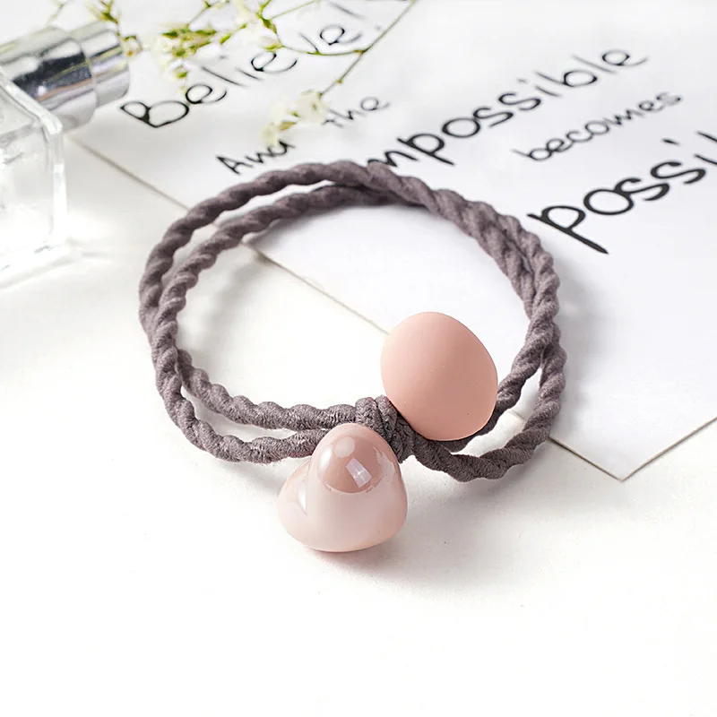 Simple Candy Colors Hair Band Resin Love Heart Nylon High Elasticity Rubber Band Children Hair Headband Accessories Scrunchie