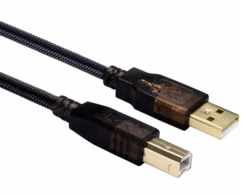 USB 2.0 เครื่องสแกนเนอร์เครื่องพิมพ์ความเร็วสูงทอง-ชุบไนลอนBraided USB Type Bชาย