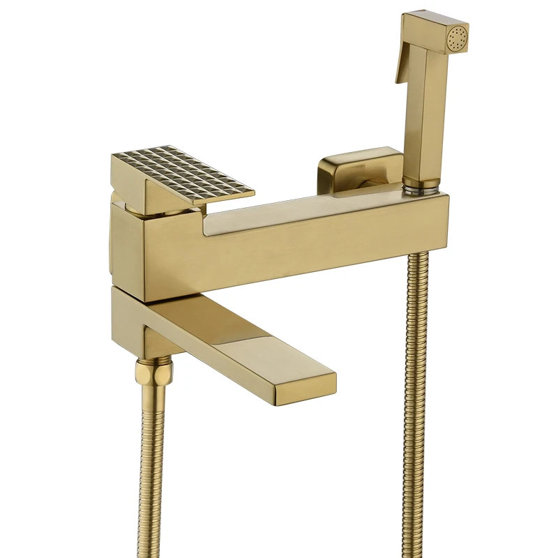 Imagem -06 - Torneira Misturadora para Chuveiro de Banheira Escovada de Parede Torneira para Banheira Conjunto de Bidê Manual Preto Fosco Moda