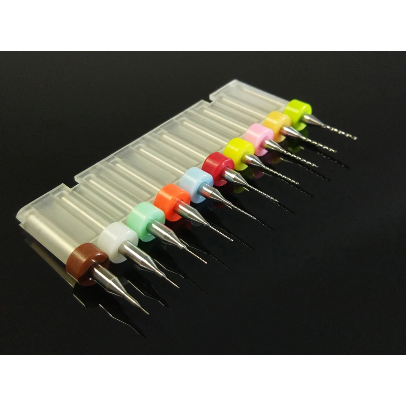 10Pcs Set 0.1-2.0 Mm PCB Mikro Bor Bit untuk PCB SMT CNC Papan 1/8 "Shank Wolfram alloy Bor Bit Set