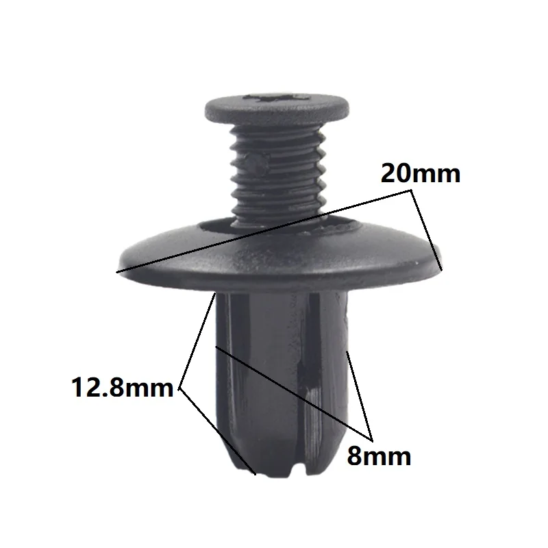 20Pcs Gary Black 8mm Hole Car Bumper Plastic Rivets Trim Fastener Auto Door Trim Panel Grills Clips