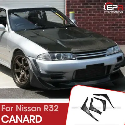 

FRP Fiber Unpainted For Nissan R32 Skyline GTR TBO Style Front Bumper 4 pcs Canard Kit(fit on standard GTR front bumper only)