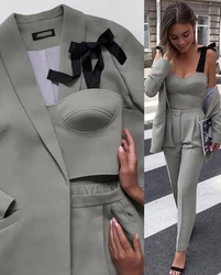 Smoking da sposa grigio per le vacanze per il tempo libero pantaloni Slim Fit per la madre della sposa abiti abiti da sera per ospiti da sera 3 pezzi