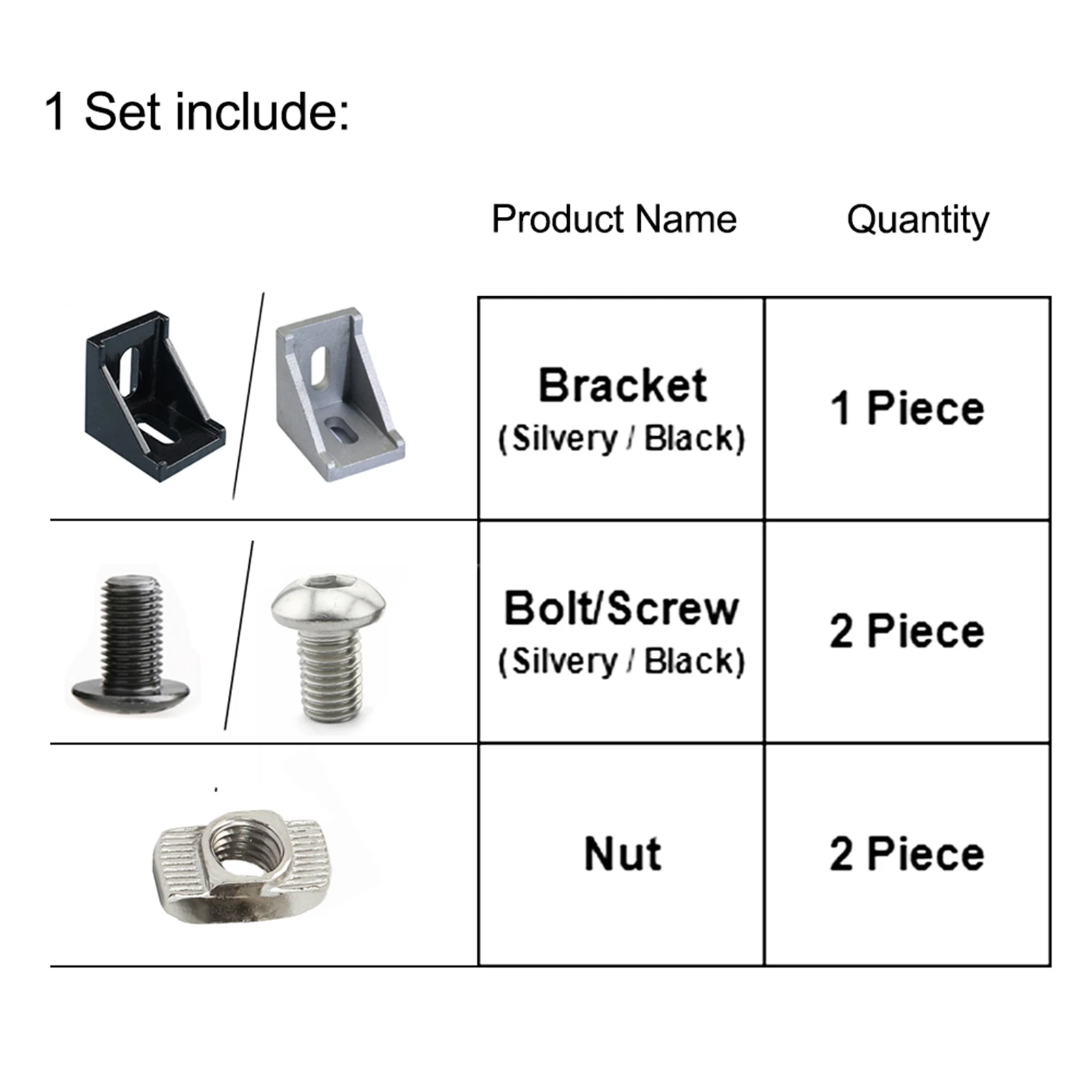 1515 2020 3030 Series Aluminium Profile Kit Black Corner Bracket Set Angle Brackets Connector for 15S 20S 30S