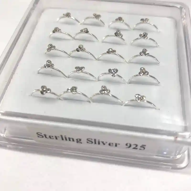 20pcs/set Fake Nose Rings & Studs 925 Sterling Silver Women Plug Body Jewelry 10mm Cz Artilage Gifts Piercing Nombril New