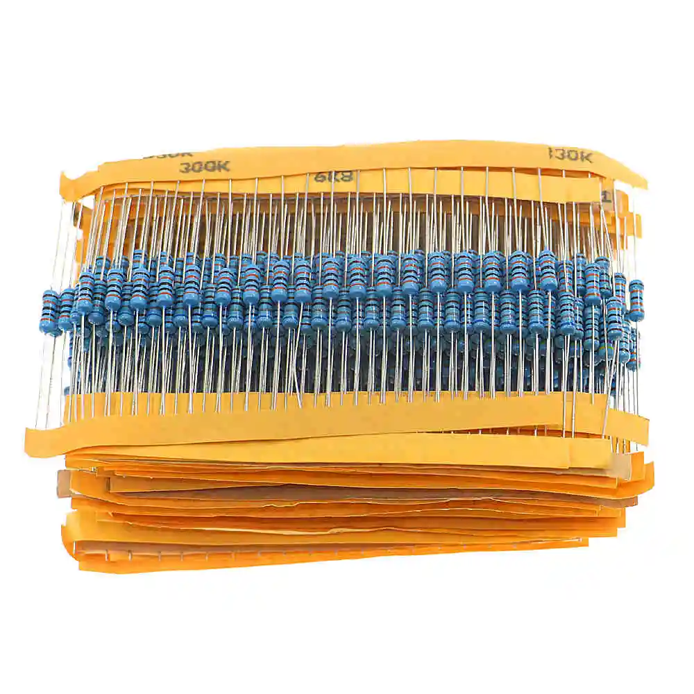 1000Pcs/lot 50Values x 20pcs 1% 0.1 ohm~4.7M ohm 1/2W 0.5W Metal Film Resistor Assorted Kit package