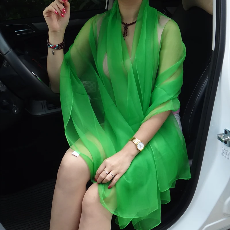 Korean Solid Color Transparent Sexy Thin Chiffon Beach Towel Sunscreen Shawl Women Summer Air Conditioning Ice Silk Scarf T63