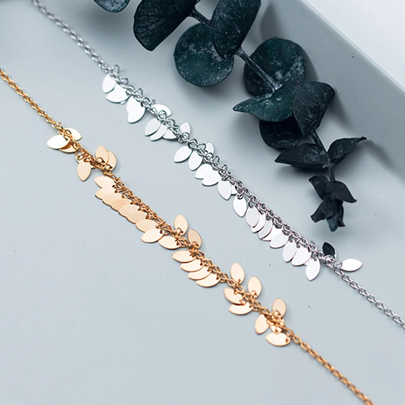 MIQIAO Bracelet On The Leg Anklet For Women Silver 925 Foot Sterling Jewelry Female Simple Glossy Oval Light Piece Temperament