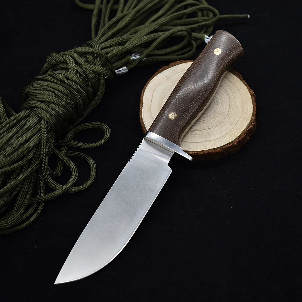 M390 Powder Steel Straight Knife Tactical Outdoor Camping Hunting Survival Life-Saving Fixed Knife Sharp Fishing Knife EDC Tool