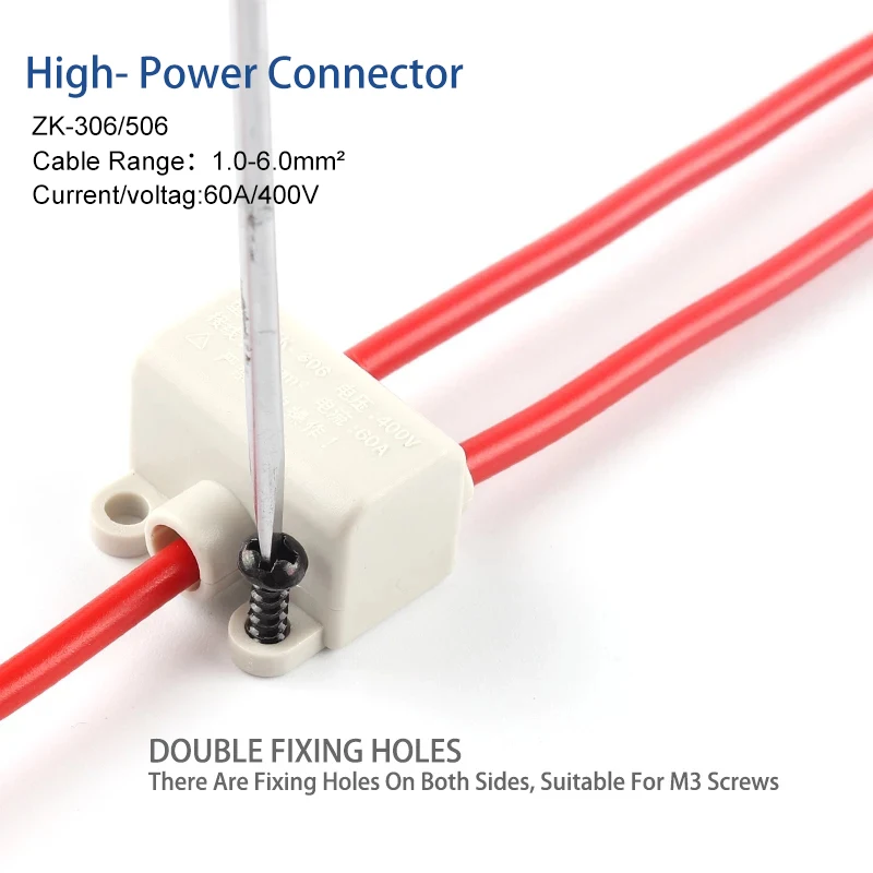 

High Power Quick Wire Connector Terminal Block 60A/400V 1-6mm2 Electric Cable Splitter Junction Box ZK-306/506