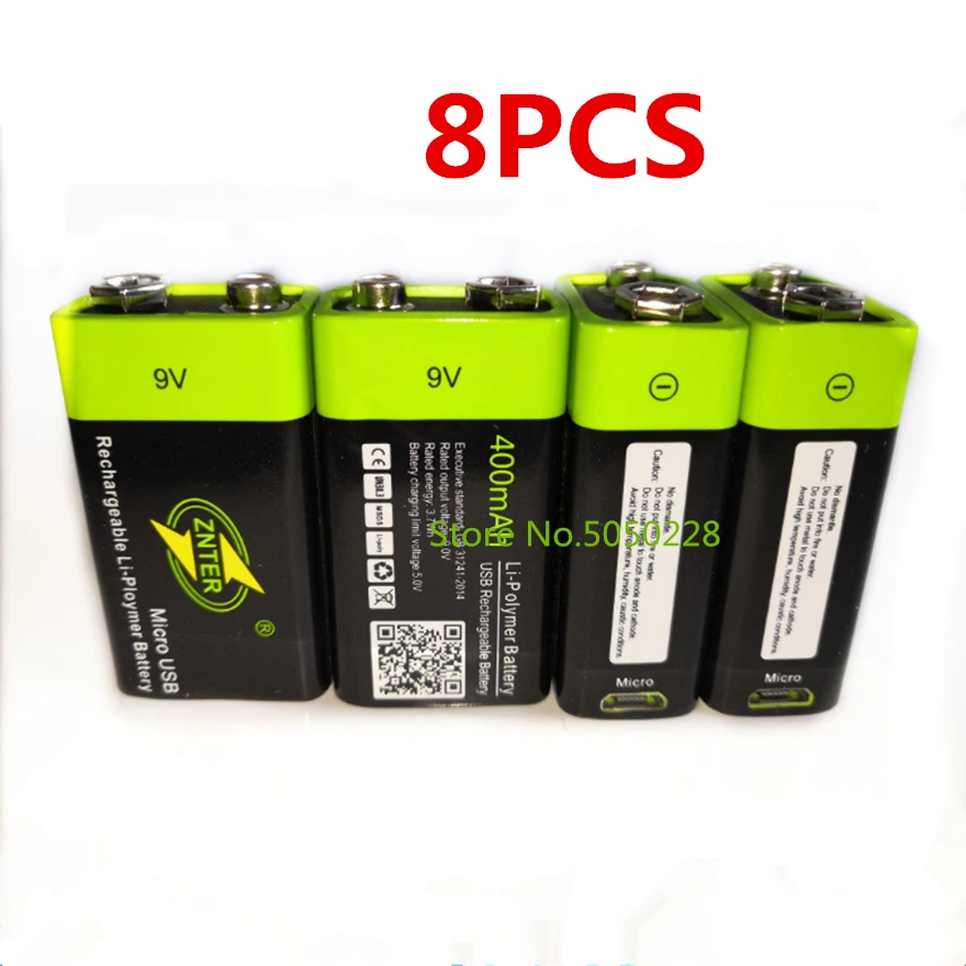 8pcs/lot Hot sale ZNTER S19 600mAh USB 9V Rechargeable Battery RC Battery for Microphone Camera Drone Accessories