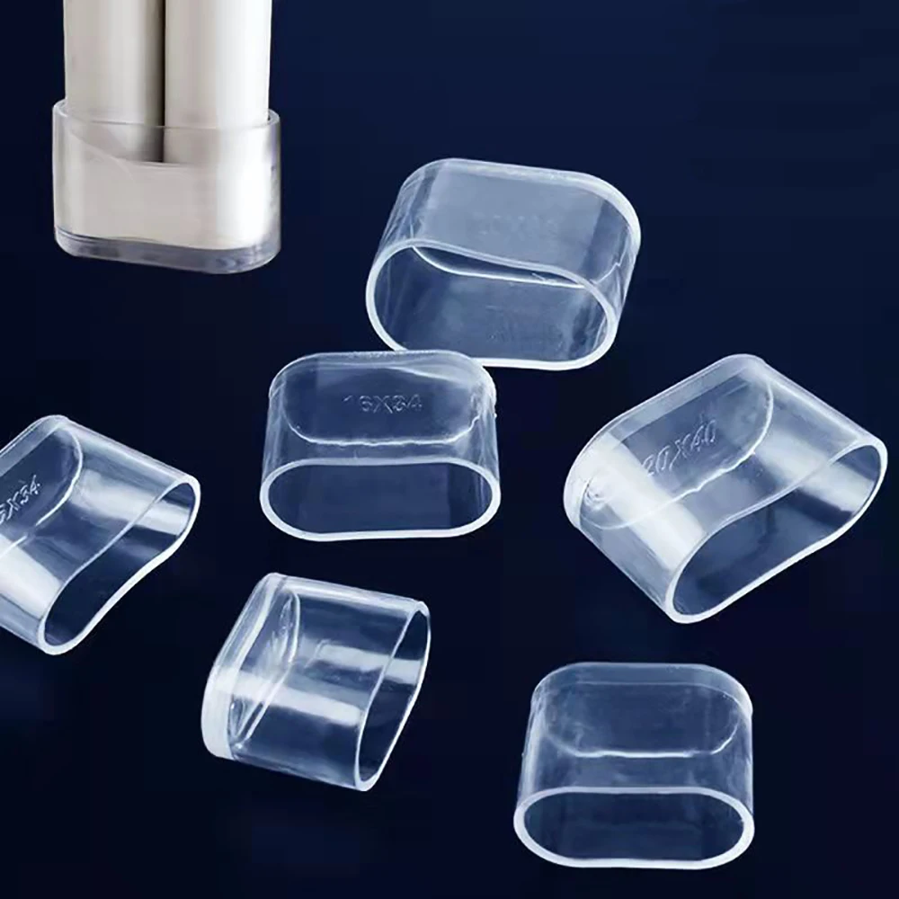 20pcs Transparent Table Chair Leg Mat Oval Rubber Furniture Chair Table Mat Protector Foot Cover Ferrule Feet Leg Cap Home