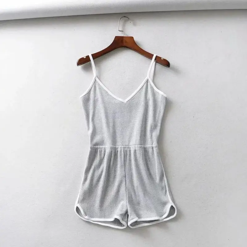 2021 Spring Women's Sports Suit Contrast Edge Striped Slim Sling Jumpsuit Sports Body Shaper Pants
