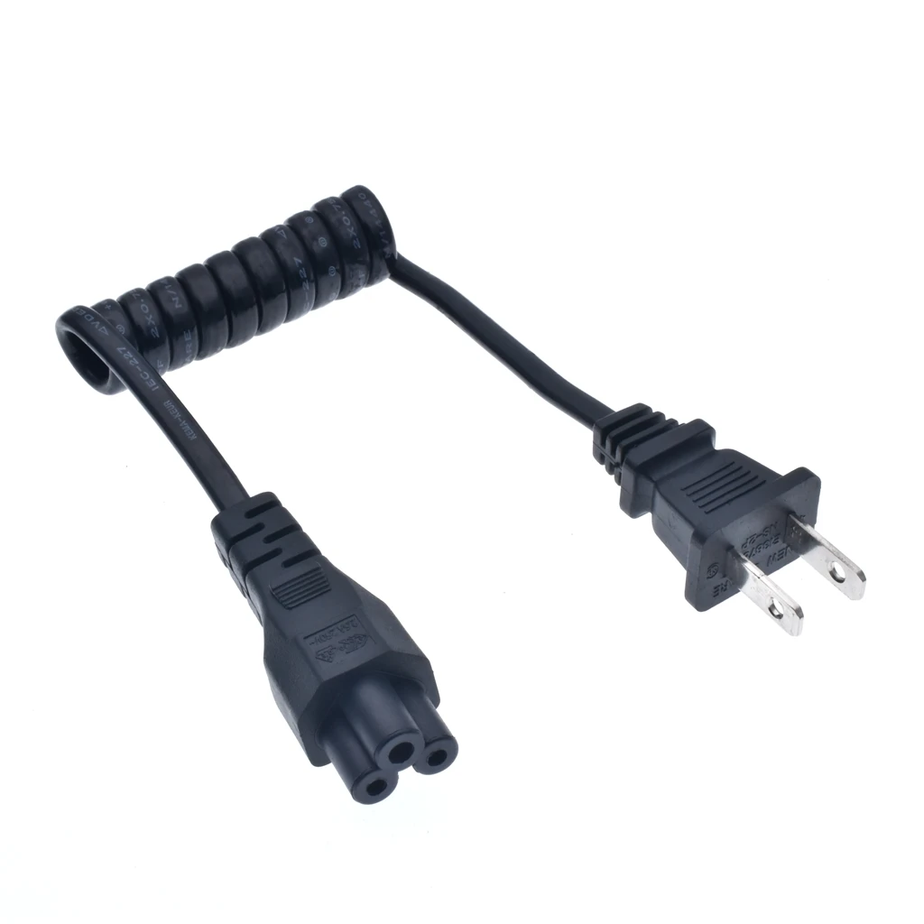 10A 250V Retractable Power Cord, NEMA 1-15P To IEC60320 C5 Ultra Short Extension Spring Cable AC Power Cord