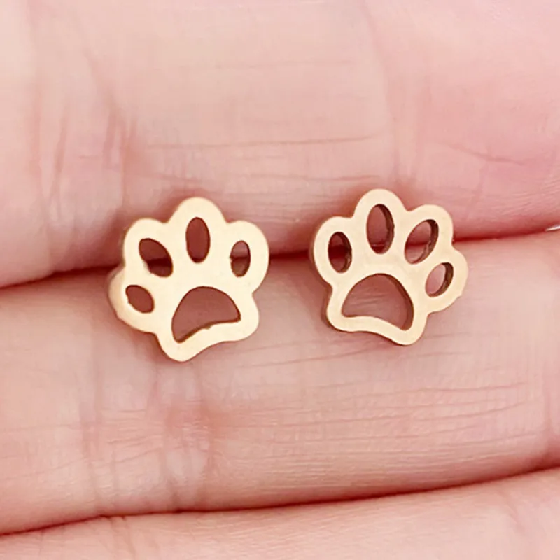 Cute Cat Woman Contracted Animal Footprints Earring Is Small Adorn Article Personality PAWS Dog Paw Stud Earrings