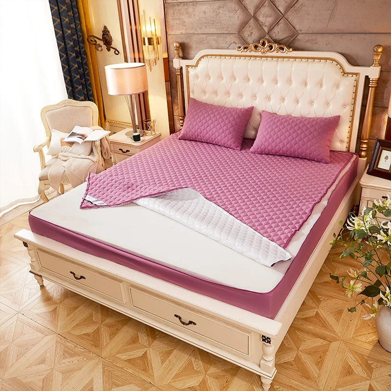 

Solid Color With Zipper Quilted Waterproof Mattress Protector Style Cover For Mattress Thick Soft Pad For Bed Customizable