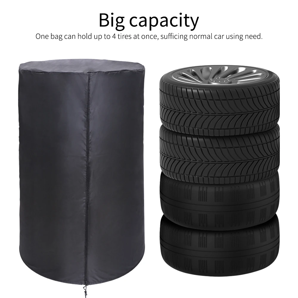 New Car Tire Cover 4 Tires Capacity Waterproof Dust-Proof 210D Driving Car Tire Cloth Car Tire Cover Bag Big Capacity Outdoor