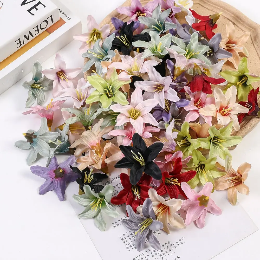 10/30/50 Pcs Silk Artificial Flower Lily Flower Head DIY Crafts Scrapbooking Home Wedding Room Party Wreath Decor Accessories