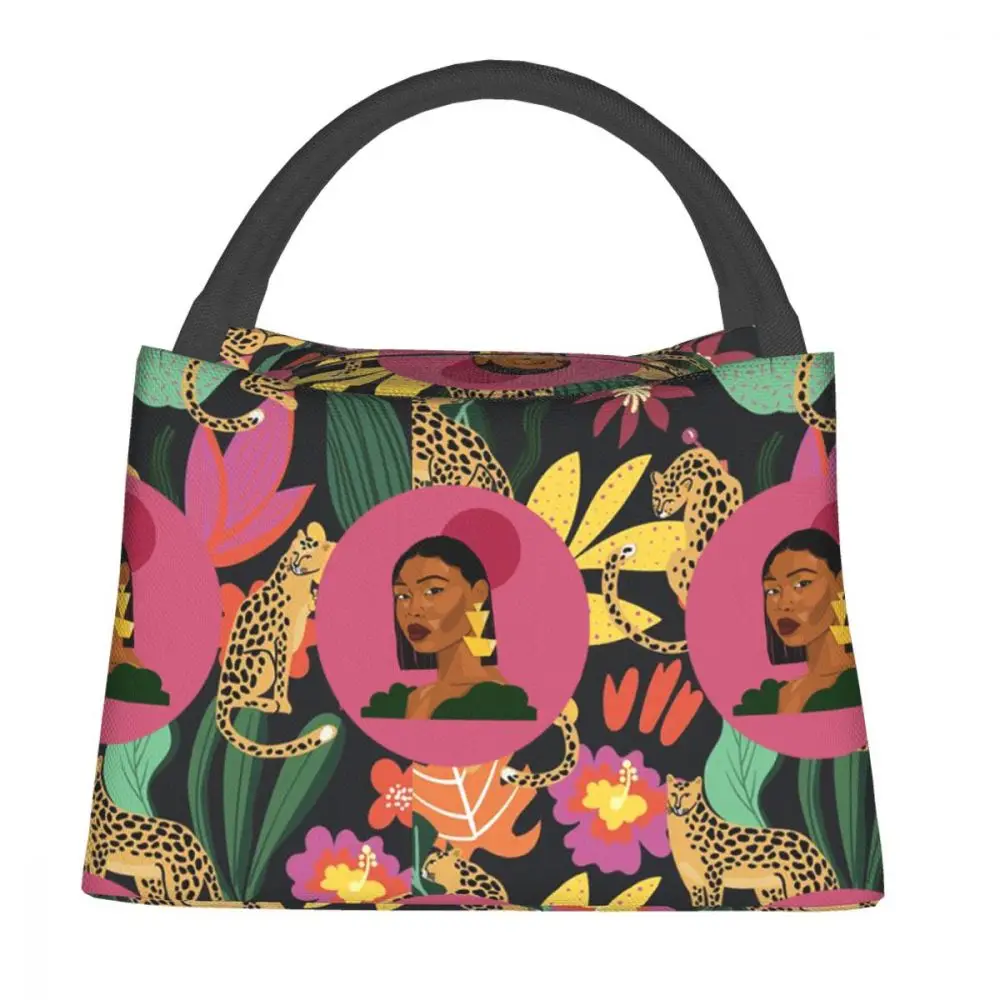 

NOISYDESIGNS Vintage African Girls Printing Lunch Bag For Women Girl Thermal Insulated Lunch Box Tote Food Picnic Bag Customized