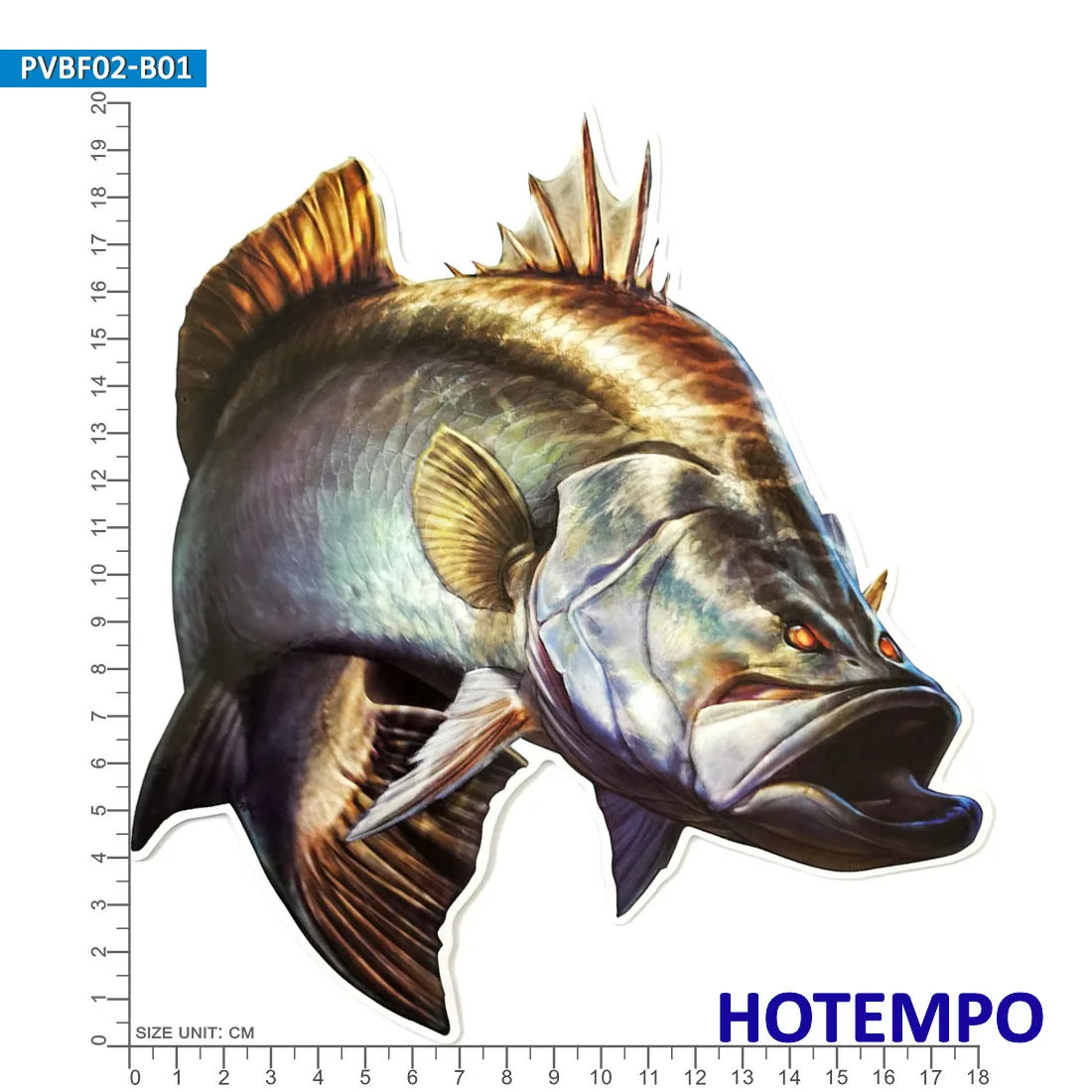 20cm 7.87inch Big Size Fish Largemouth Bass Golden Perch Waterproof Stickers for Go Fishing Laptop Guitar Motorcycle Car Sticker