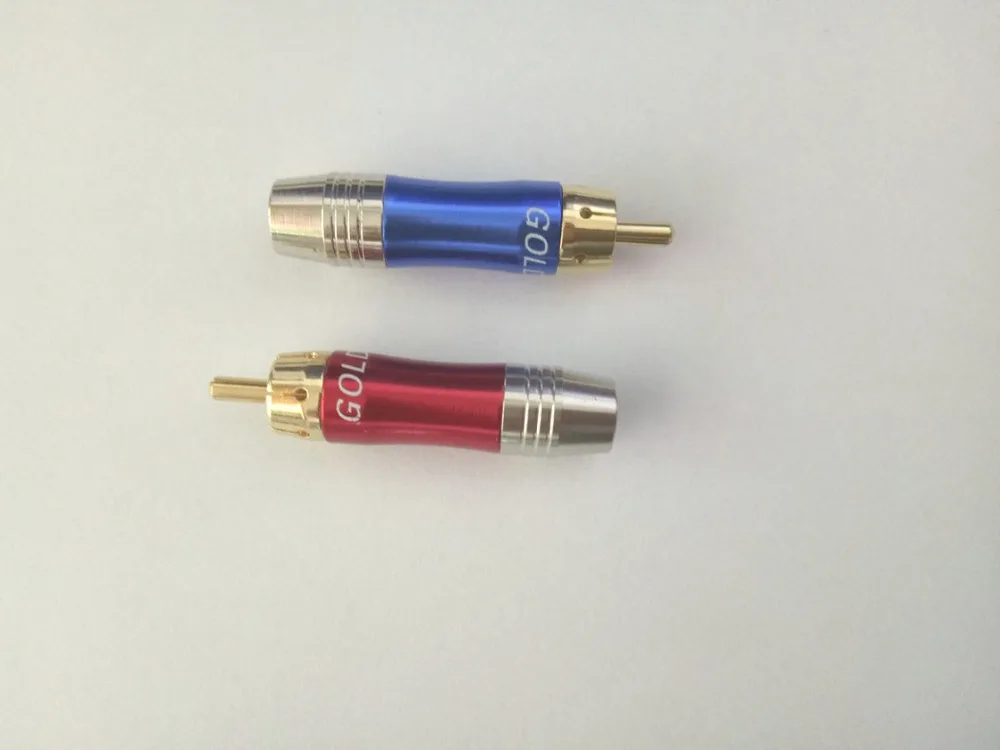 20pcs 24K Gold Plated RCA Phono Plugs Audio/Video Solder Red AND Blue New