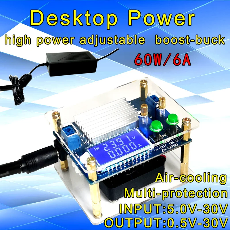 DC Automatic Boost/Buck Converter CC CV Power Module 0.5-30V 6A 60W 12V 24V Adjustable Power Supply Module Laboratory